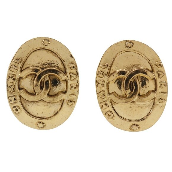 CHANEL Gold Logo Earrings - Picture 1 of 7